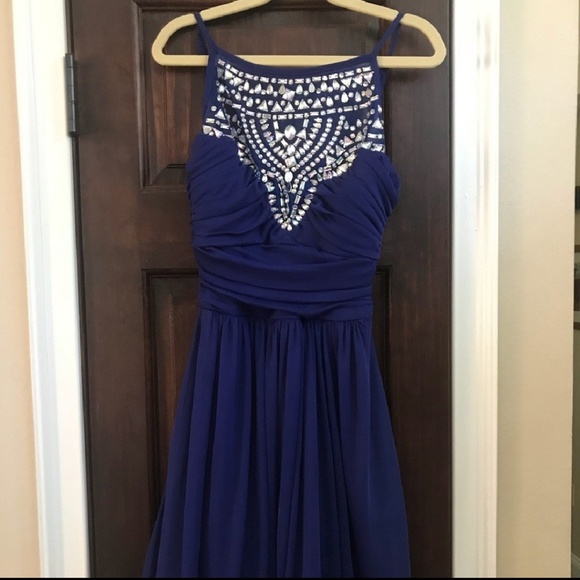 B Darlin Dresses & Skirts - EUC Navy Blue Jewel Illusion Formal Dress Size 0